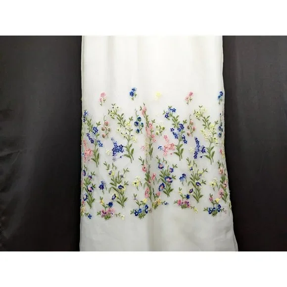 Vintage 60s Dress Lavender White Floral Fairycore Maxi Prom Juniors Size 3 - Picture 4 of 9